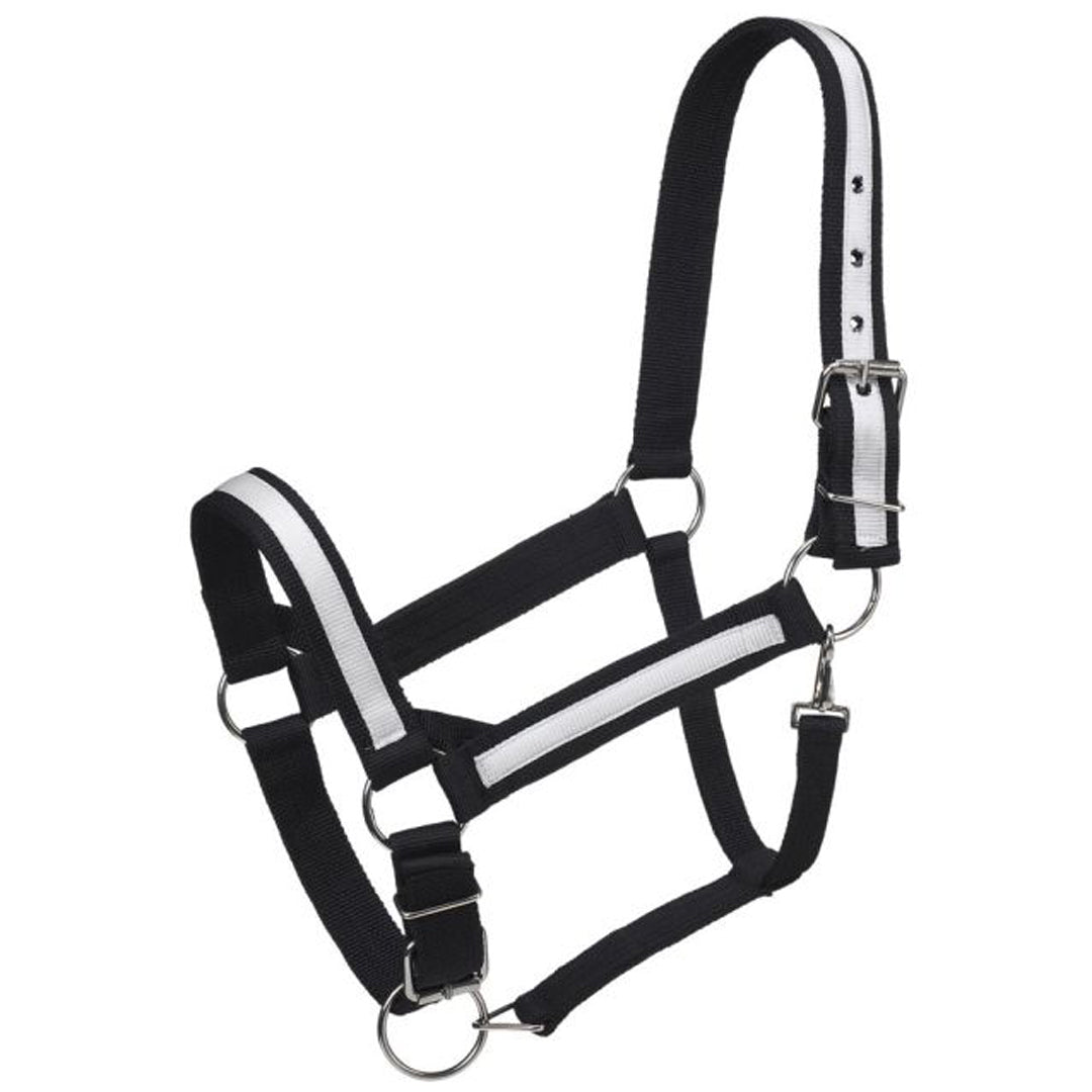 When you want a sturdy Halter to lead or tie your Draft Horses, our Nylon Draft Horse Halter is a great, economical option. It is adjustable at the throat with a quick-release snap and is available in various colours