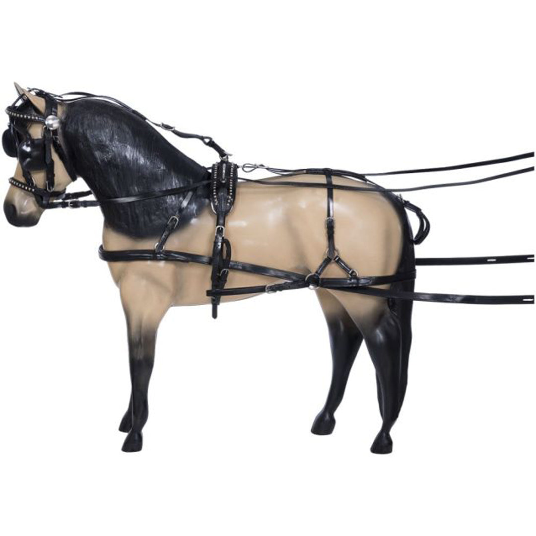 This great starter Miniature Horse Harness is made of Biothane. With Chrome-plated hardware and silver accents, it’s both durable and practical. Fully adjustable, this complete Harness fits most Miniature Horses with easy on-and-off buckle end lines. 